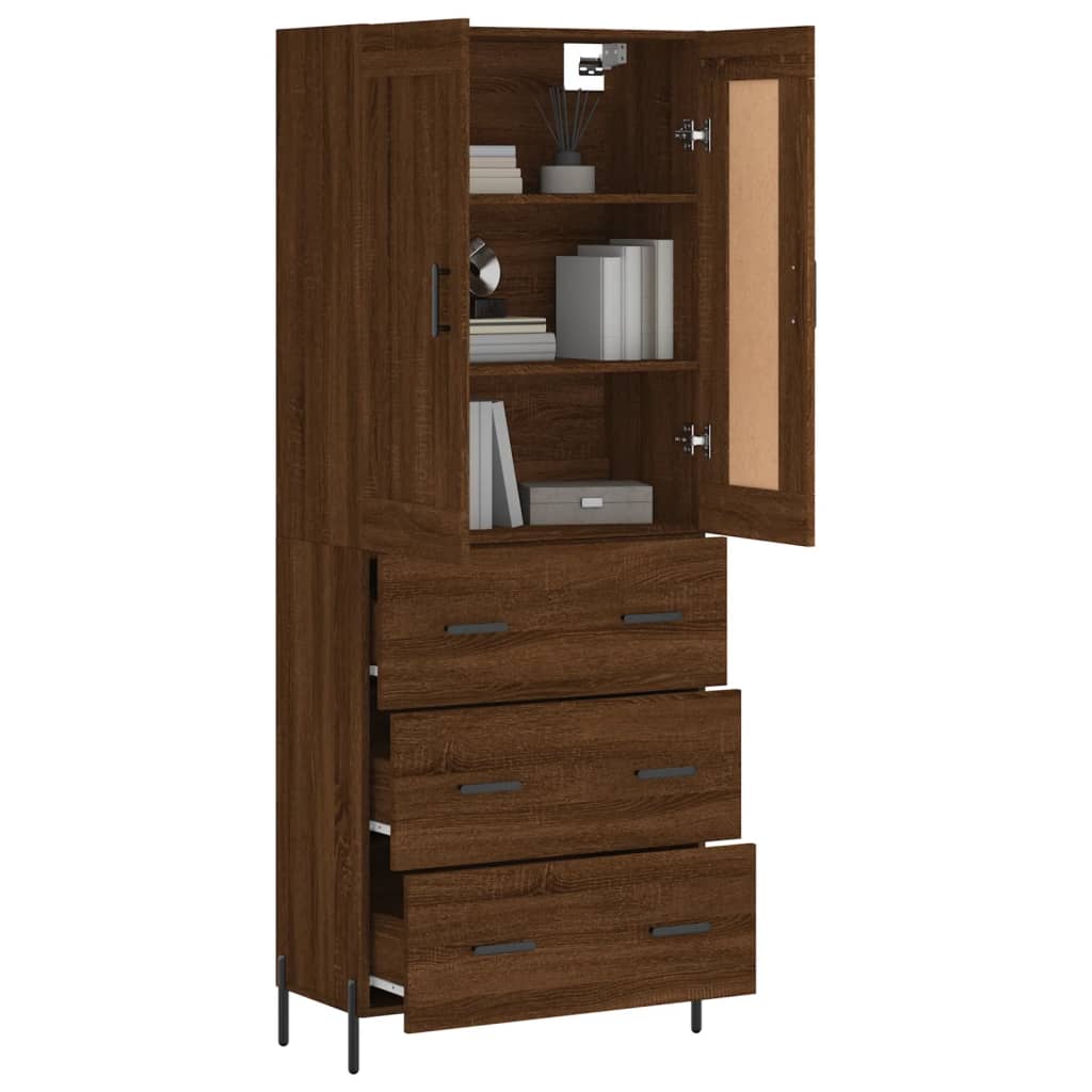 Image Buffet haut Chêne marron 69,5x34x180 cm Bois d'ingénierie | Xios Store SNC vidaXL Xios Store SNC