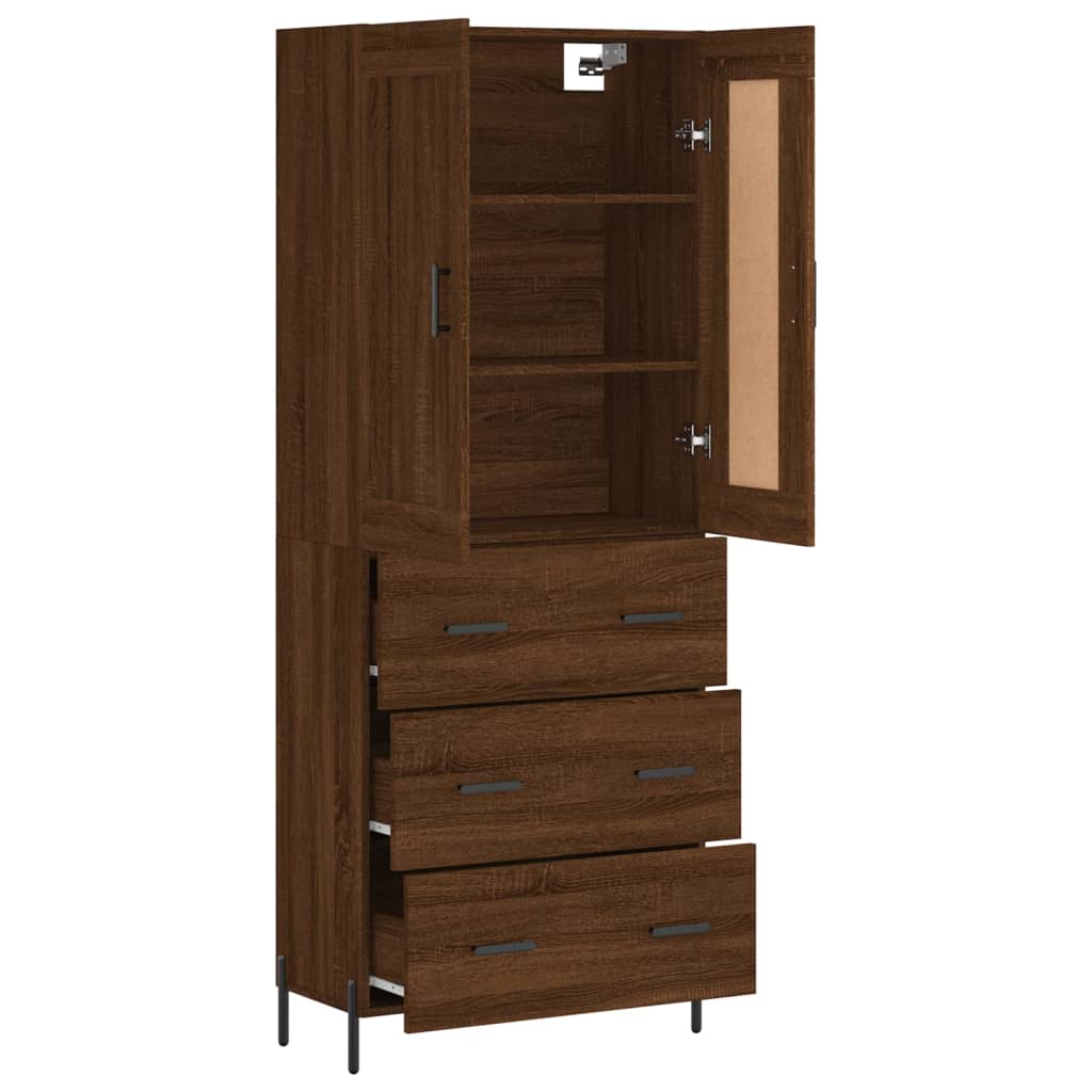 Image Buffet haut Chêne marron 69,5x34x180 cm Bois d'ingénierie | Xios Store SNC vidaXL Xios Store SNC