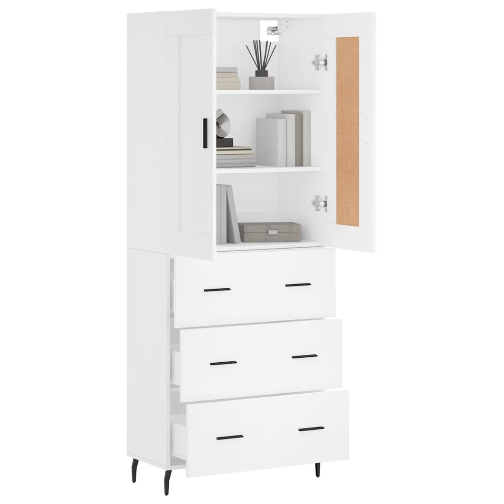 Image Buffet haut Blanc 69,5x34x180 cm Bois d'ingénierie | Xios Store SNC vidaXL Xios Store SNC