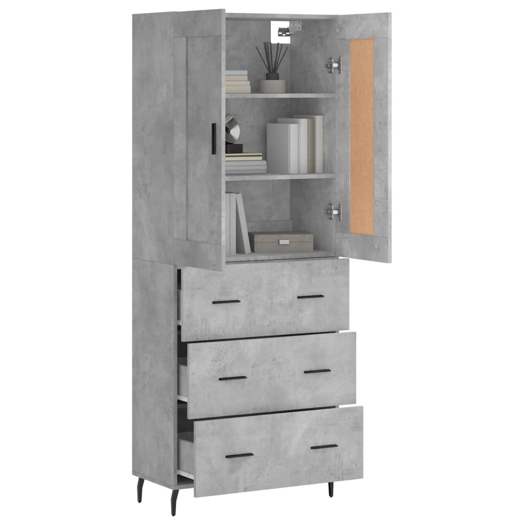 Image Buffet haut Gris béton 69,5x34x180 cm Bois d'ingénierie | Xios Store SNC vidaXL Xios Store SNC