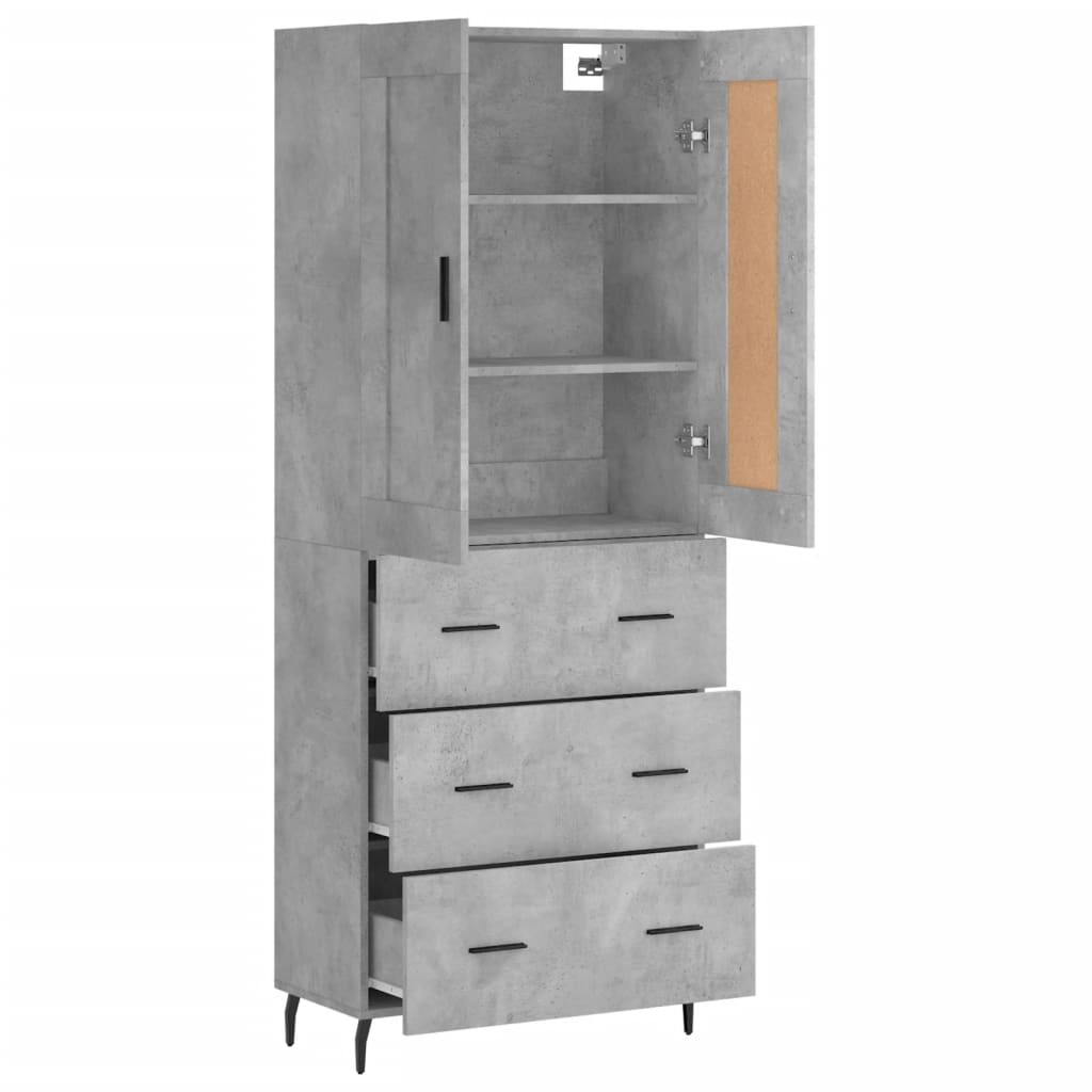 Image Buffet haut Gris béton 69,5x34x180 cm Bois d'ingénierie | Xios Store SNC vidaXL Xios Store SNC