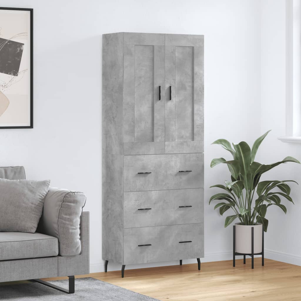 Image Buffet haut Gris béton 69,5x34x180 cm Bois d'ingénierie | Xios Store SNC vidaXL Xios Store SNC