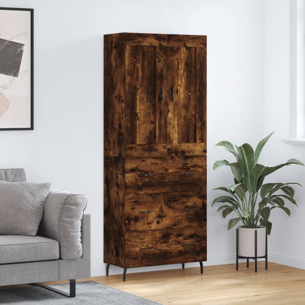 Image Buffet haut Chêne fumé 69,5x34x180 cm Bois d'ingénierie | Xios Store SNC vidaXL Xios Store SNC