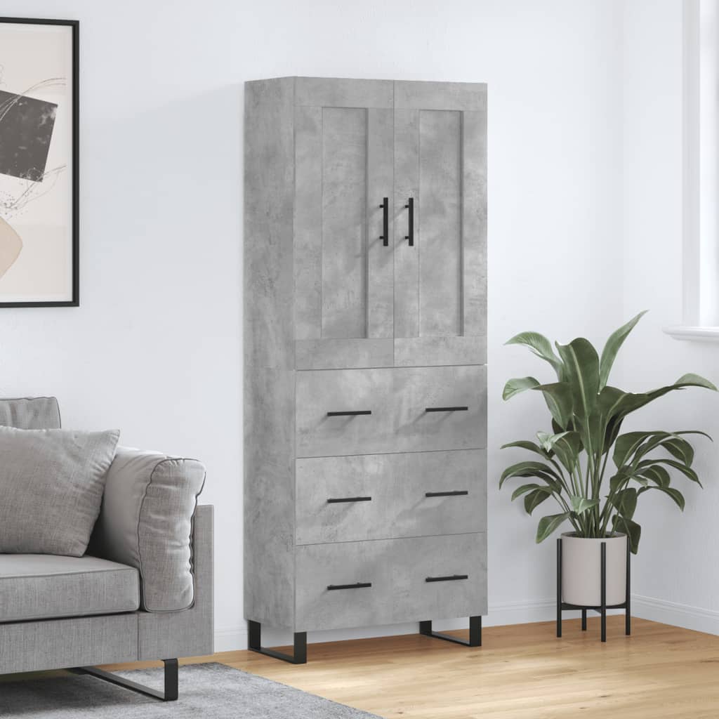 Image Buffet haut Gris béton 69,5x34x180 cm Bois d'ingénierie | Xios Store SNC vidaXL Xios Store SNC