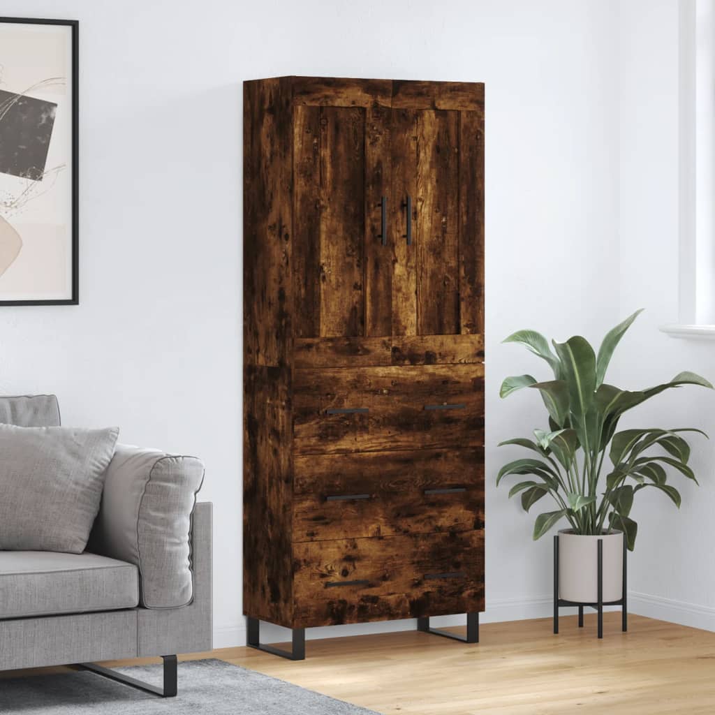 Image Buffet haut Chêne fumé 69,5x34x180 cm Bois d'ingénierie | Xios Store SNC vidaXL Xios Store SNC