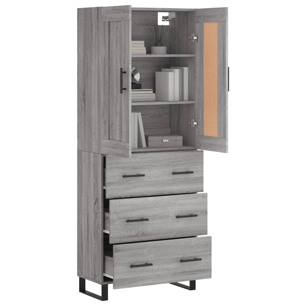 Image Buffet haut Sonoma gris 69,5x34x180 cm Bois d'ingénierie | Xios Store SNC vidaXL Xios Store SNC