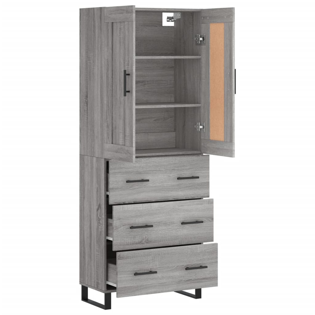 Image Buffet haut Sonoma gris 69,5x34x180 cm Bois d'ingénierie | Xios Store SNC vidaXL Xios Store SNC