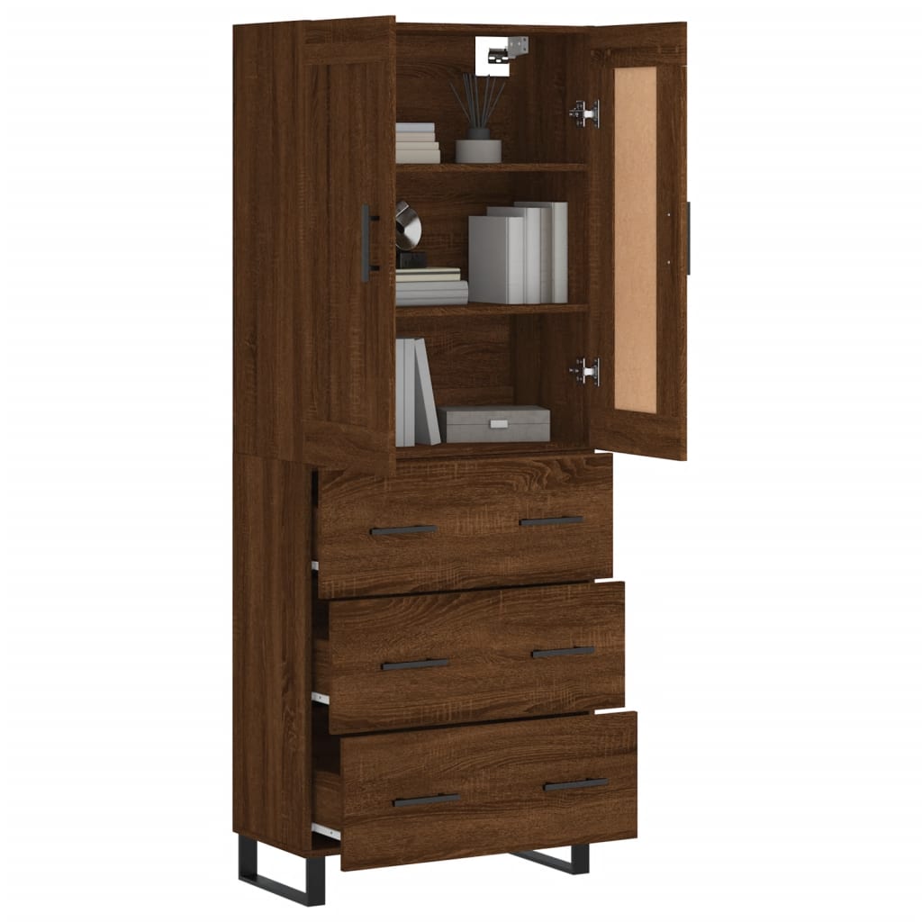 Image Buffet haut Chêne marron 69,5x34x180 cm Bois d'ingénierie | Xios Store SNC vidaXL Xios Store SNC