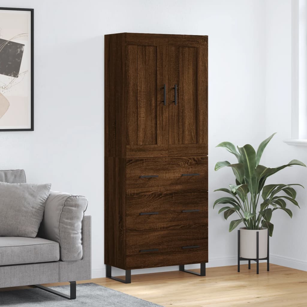 Image Buffet haut Chêne marron 69,5x34x180 cm Bois d'ingénierie | Xios Store SNC vidaXL Xios Store SNC