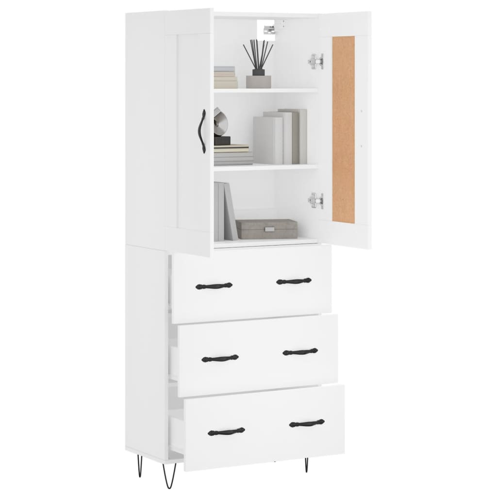 Image Buffet haut Blanc 69,5x34x180 cm Bois d'ingénierie | Xios Store SNC vidaXL Xios Store SNC