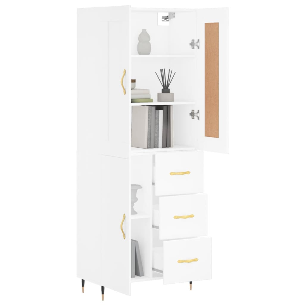 Image Buffet haut Blanc 69,5x34x180 cm Bois d'ingénierie | Xios Store SNC vidaXL Xios Store SNC