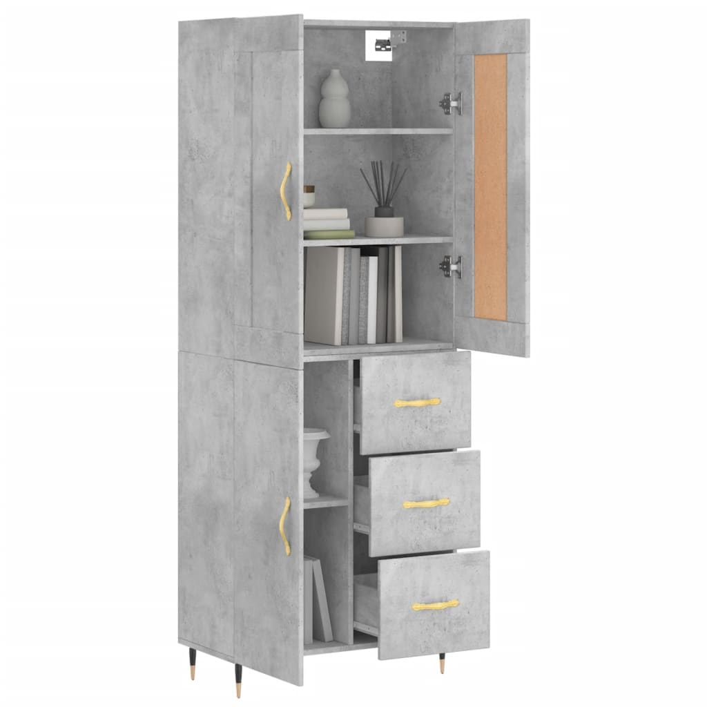 Image Buffet haut Gris béton 69,5x34x180 cm Bois d'ingénierie | Xios Store SNC vidaXL Xios Store SNC