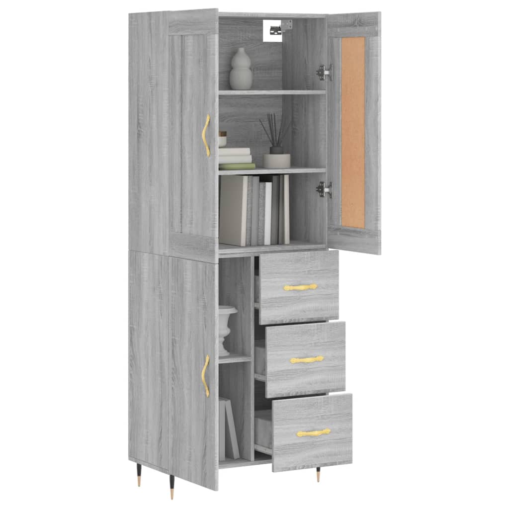 Image Buffet haut Sonoma gris 69,5x34x180 cm Bois d'ingénierie | Xios Store SNC vidaXL Xios Store SNC