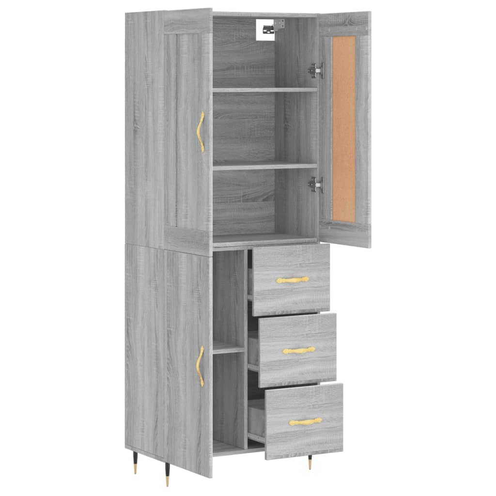 Image Buffet haut Sonoma gris 69,5x34x180 cm Bois d'ingénierie | Xios Store SNC vidaXL Xios Store SNC