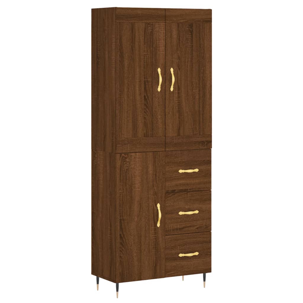 Image Buffet haut Chêne marron 69,5x34x180 cm Bois d'ingénierie | Xios Store SNC vidaXL Xios Store SNC