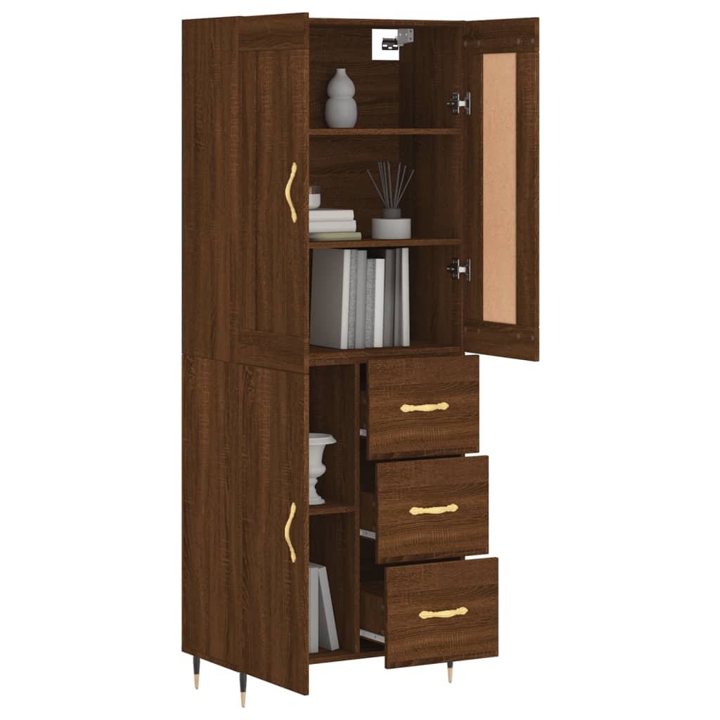 Image Buffet haut Chêne marron 69,5x34x180 cm Bois d'ingénierie | Xios Store SNC vidaXL Xios Store SNC