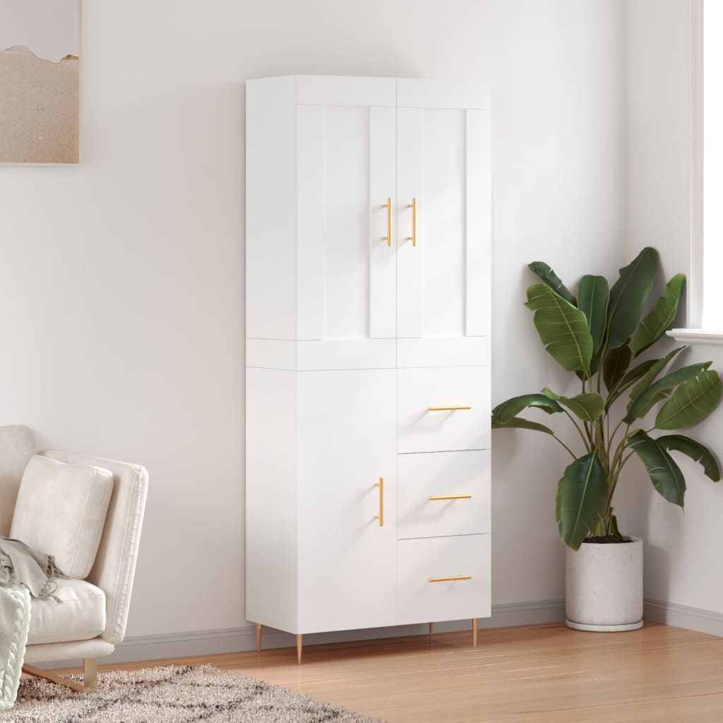 Image Buffet haut Blanc 69,5x34x180 cm Bois d'ingénierie | Xios Store SNC vidaXL Xios Store SNC