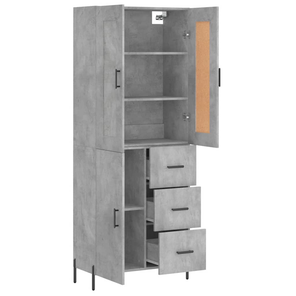 Image Buffet haut Gris béton 69,5x34x180 cm Bois d'ingénierie | Xios Store SNC vidaXL Xios Store SNC