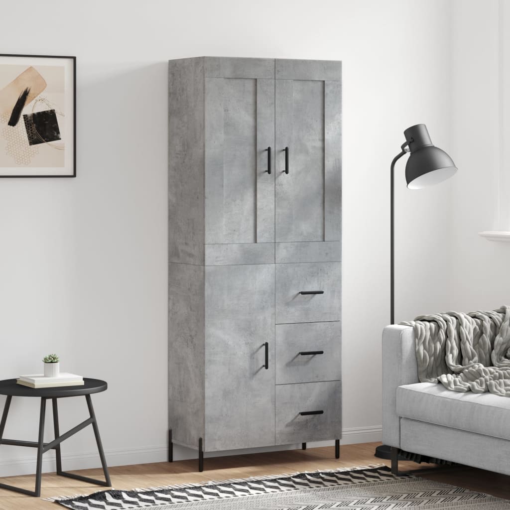 Image Buffet haut Gris béton 69,5x34x180 cm Bois d'ingénierie | Xios Store SNC vidaXL Xios Store SNC