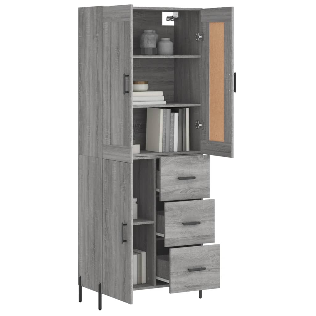 Image Buffet haut Sonoma gris 69,5x34x180 cm Bois d'ingénierie | Xios Store SNC vidaXL Xios Store SNC