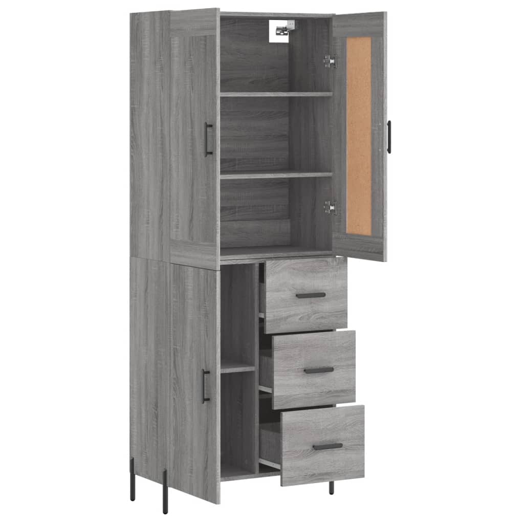 Image Buffet haut Sonoma gris 69,5x34x180 cm Bois d'ingénierie | Xios Store SNC vidaXL Xios Store SNC