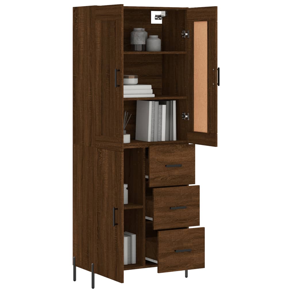 Image Buffet haut Chêne marron 69,5x34x180 cm Bois d'ingénierie | Xios Store SNC vidaXL Xios Store SNC