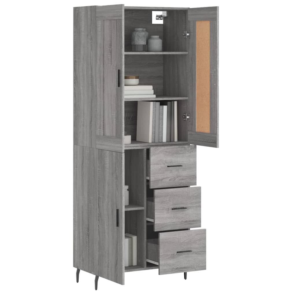 Image Buffet haut Sonoma gris 69,5x34x180 cm Bois d'ingénierie | Xios Store SNC vidaXL Xios Store SNC