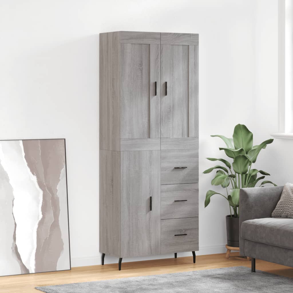 Image Buffet haut Sonoma gris 69,5x34x180 cm Bois d'ingénierie | Xios Store SNC vidaXL Xios Store SNC