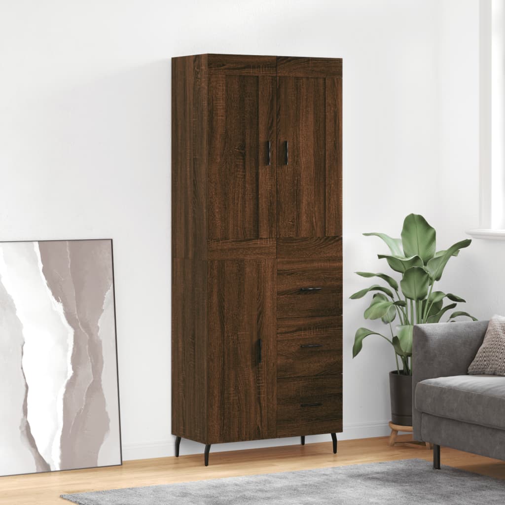 Image Buffet haut Chêne marron 69,5x34x180 cm Bois d'ingénierie | Xios Store SNC vidaXL Xios Store SNC