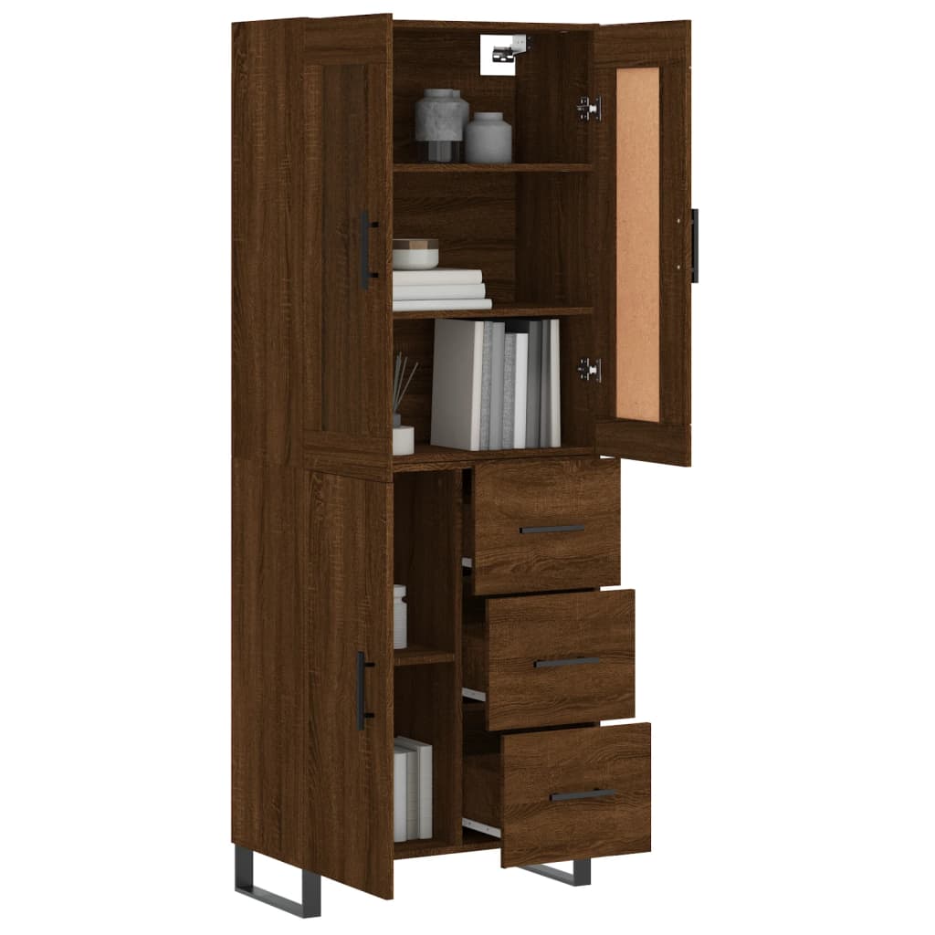 Image Buffet haut Chêne marron 69,5x34x180 cm Bois d'ingénierie | Xios Store SNC vidaXL Xios Store SNC