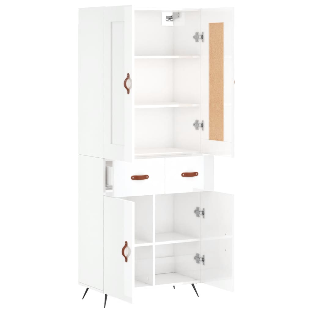 Image Buffet haut Blanc brillant 69,5x34x180 cm Bois d'ingénierie | Xios Store SNC vidaXL Xios Store SNC