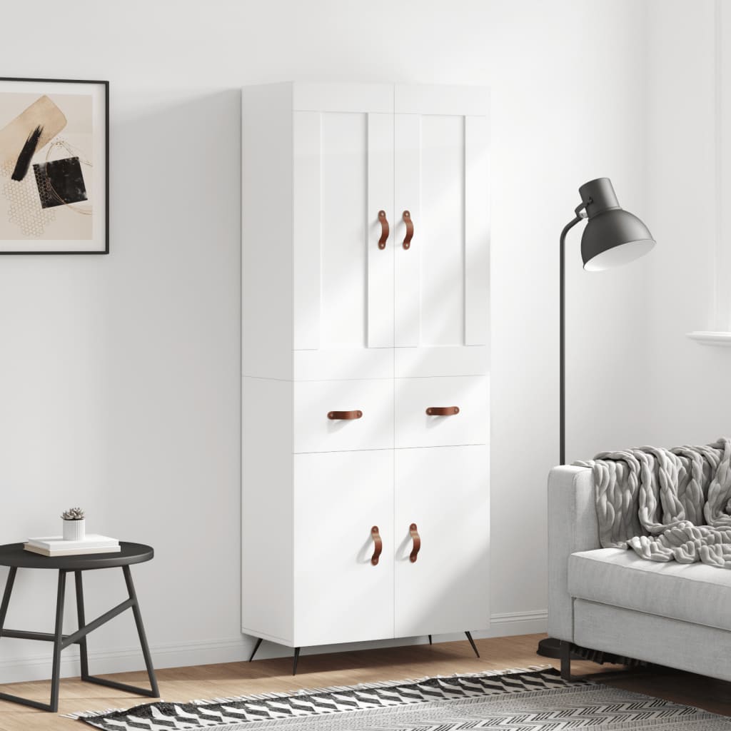 Image Buffet haut Blanc brillant 69,5x34x180 cm Bois d'ingénierie | Xios Store SNC vidaXL Xios Store SNC