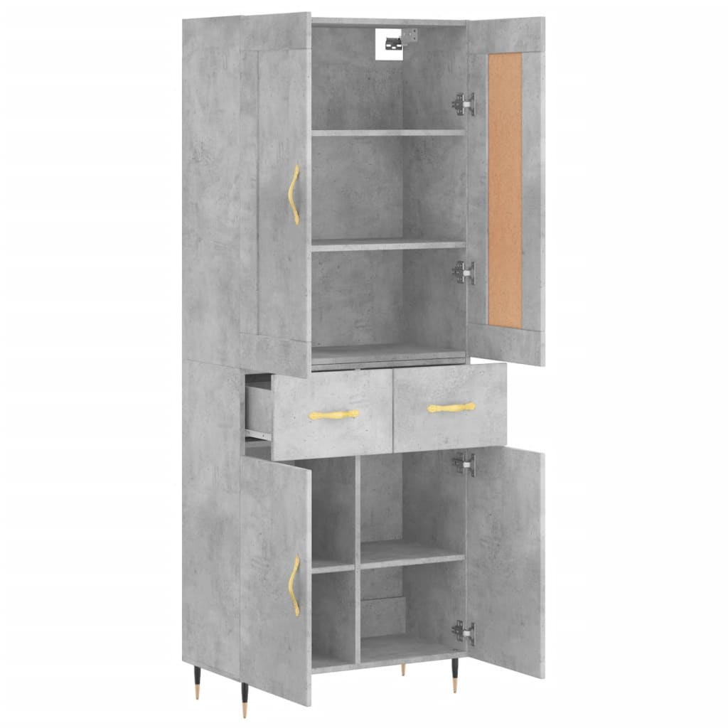 Image Buffet haut Gris béton 69,5x34x180 cm Bois d'ingénierie | Xios Store SNC vidaXL Xios Store SNC