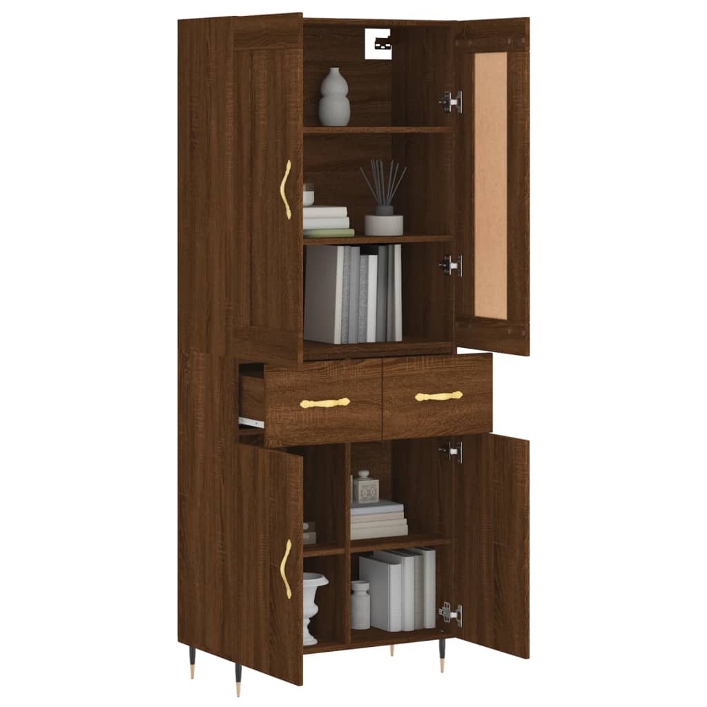 Image Buffet haut Chêne marron 69,5x34x180 cm Bois d'ingénierie | Xios Store SNC vidaXL Xios Store SNC