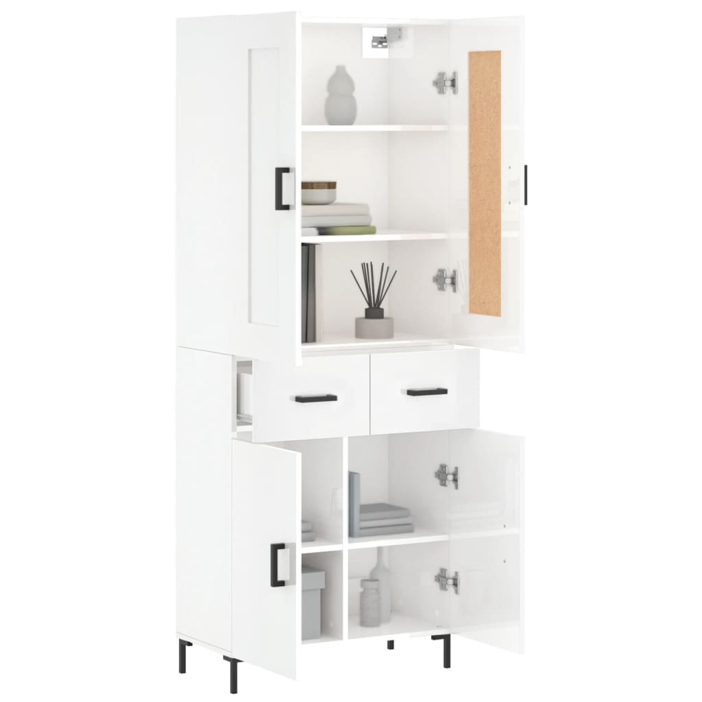 Image Buffet haut Blanc brillant 69,5x34x180 cm Bois d'ingénierie | Xios Store SNC vidaXL Xios Store SNC