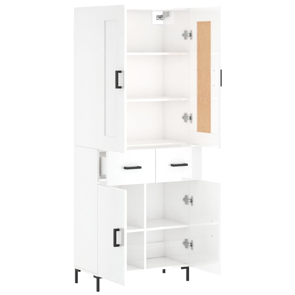 Image Buffet haut Blanc brillant 69,5x34x180 cm Bois d'ingénierie | Xios Store SNC vidaXL Xios Store SNC