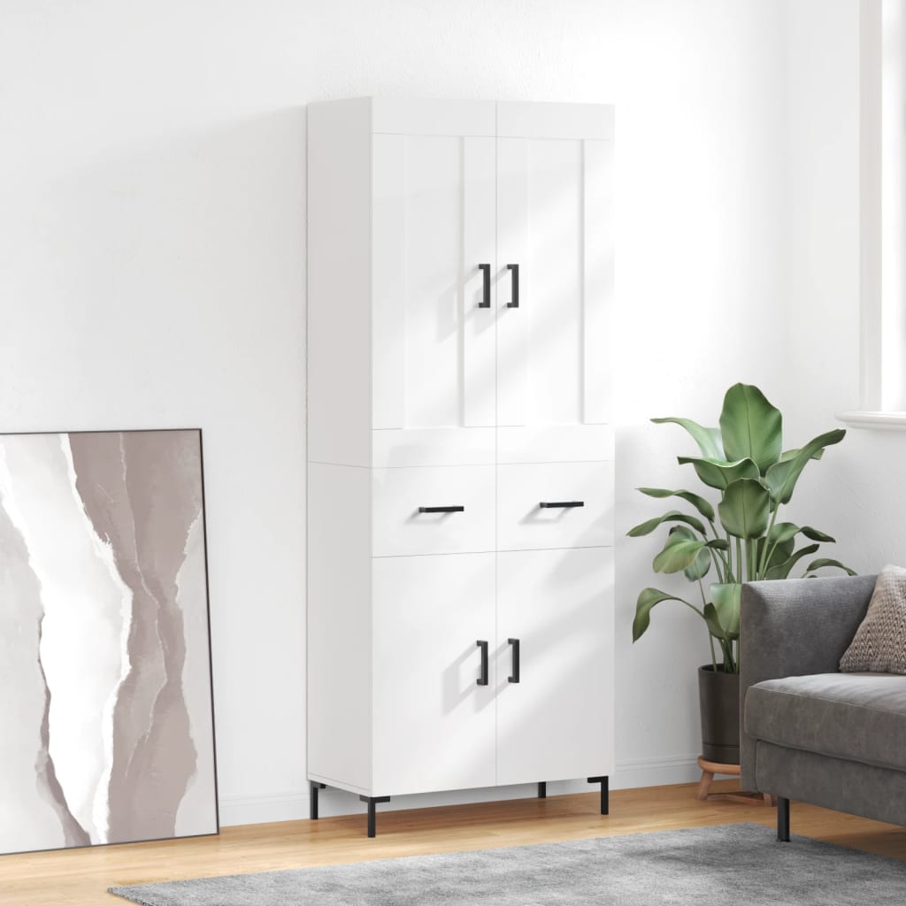 Image Buffet haut Blanc brillant 69,5x34x180 cm Bois d'ingénierie | Xios Store SNC vidaXL Xios Store SNC