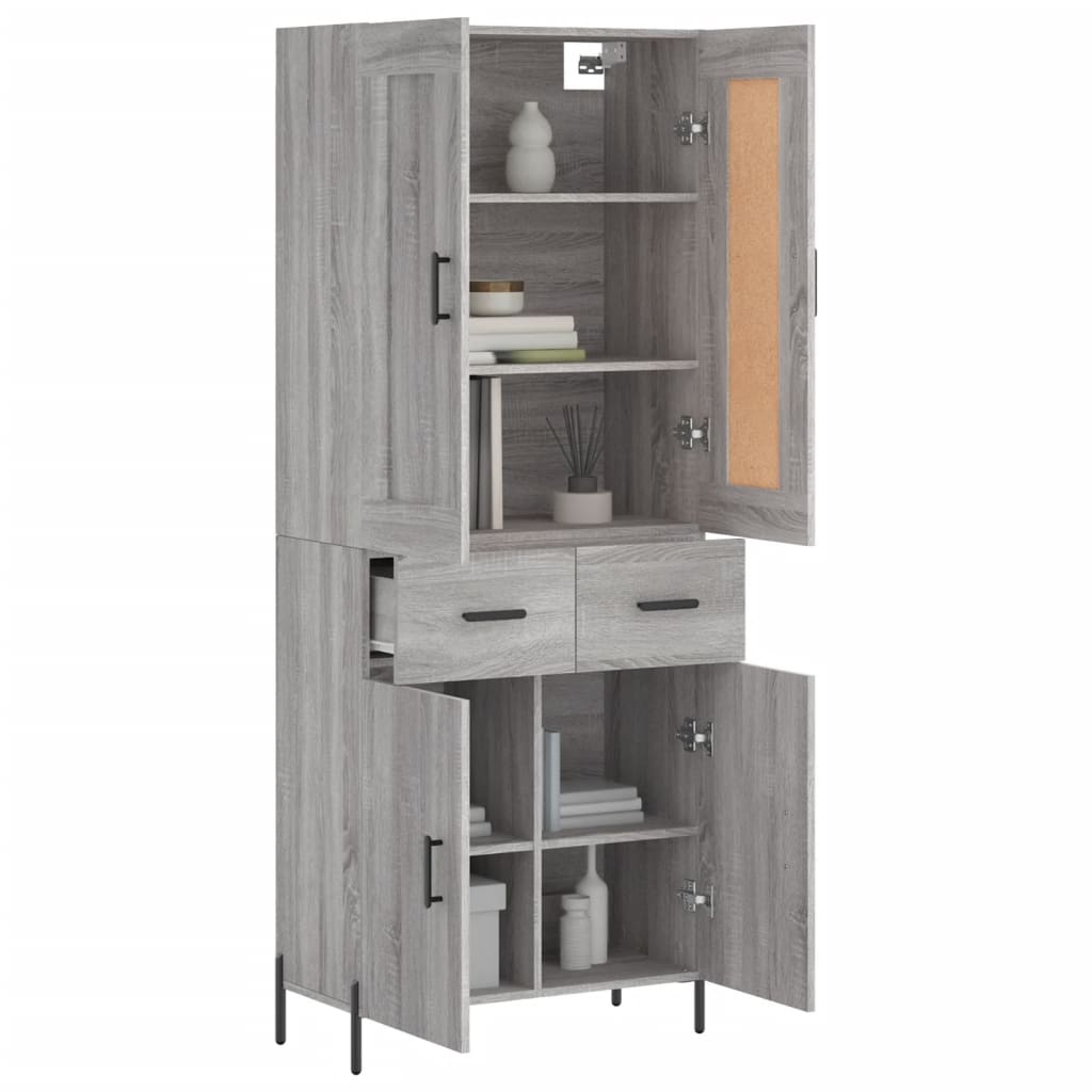 Image Buffet haut Sonoma gris 69,5x34x180 cm Bois d'ingénierie | Xios Store SNC vidaXL Xios Store SNC