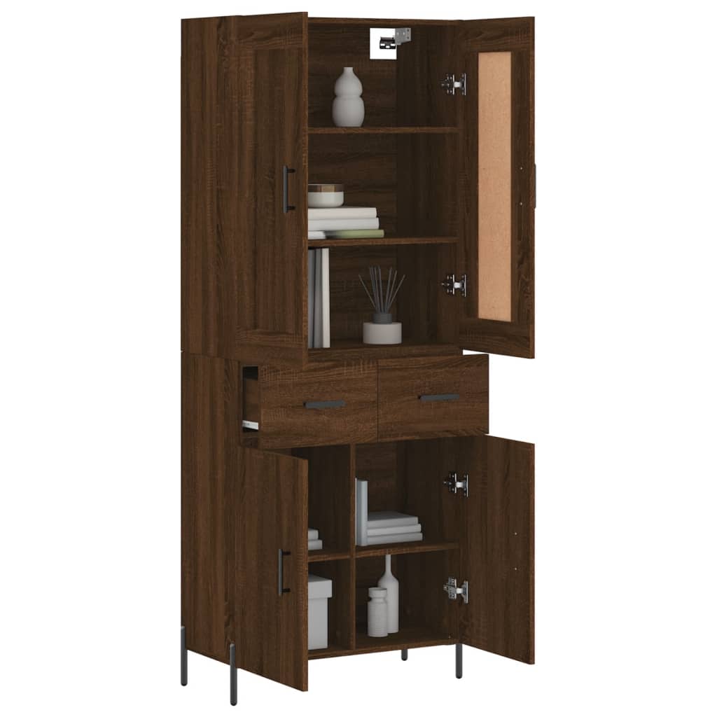 Image Buffet haut Chêne marron 69,5x34x180 cm Bois d'ingénierie | Xios Store SNC vidaXL Xios Store SNC