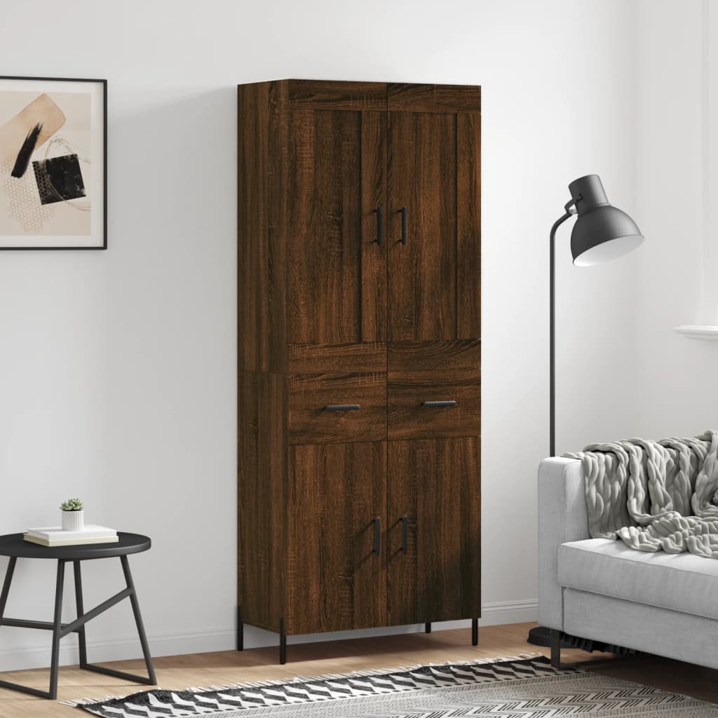 Image Buffet haut Chêne marron 69,5x34x180 cm Bois d'ingénierie | Xios Store SNC vidaXL Xios Store SNC