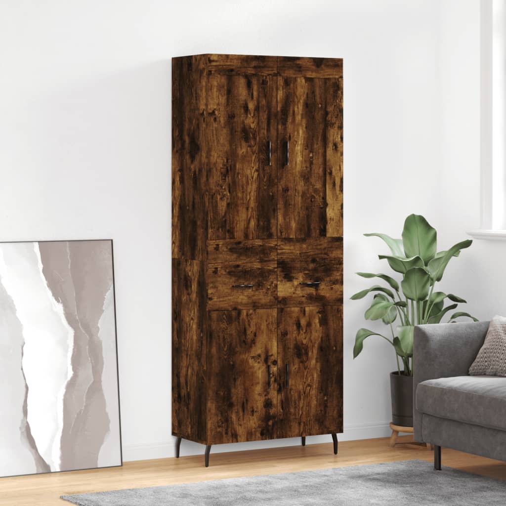 Image Buffet haut Chêne fumé 69,5x34x180 cm Bois d'ingénierie | Xios Store SNC vidaXL Xios Store SNC