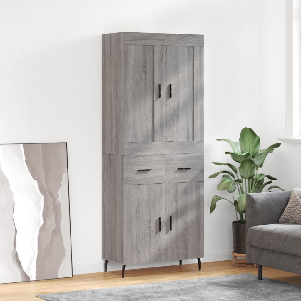 Image Buffet haut Sonoma gris 69,5x34x180 cm Bois d'ingénierie | Xios Store SNC vidaXL Xios Store SNC