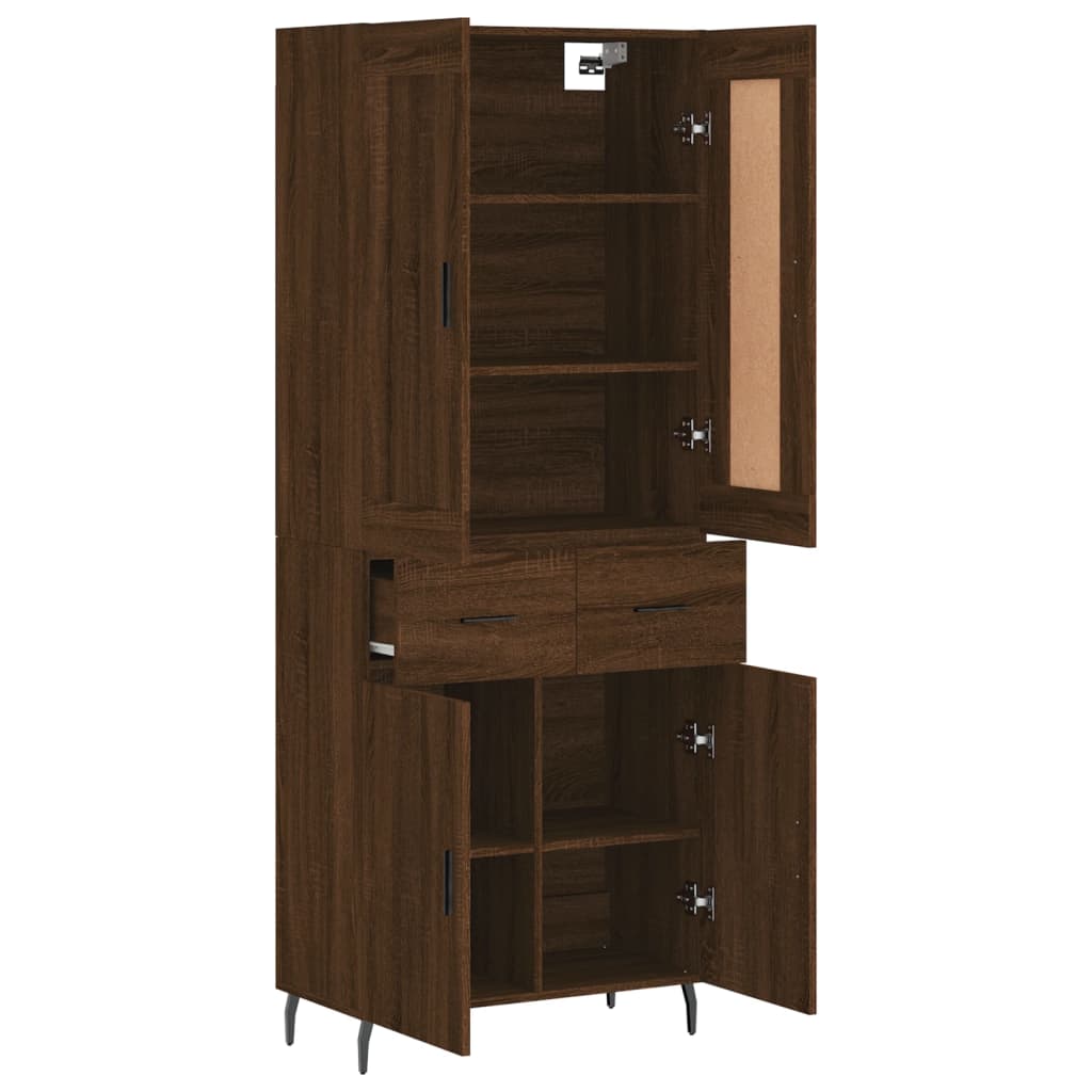 Image Buffet haut Chêne marron 69,5x34x180 cm Bois d'ingénierie | Xios Store SNC vidaXL Xios Store SNC