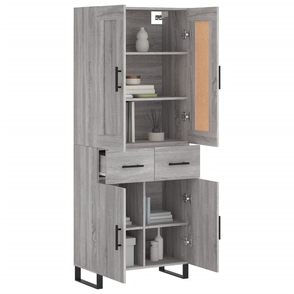 Image Buffet haut Sonoma gris 69,5x34x180 cm Bois d'ingénierie | Xios Store SNC vidaXL Xios Store SNC