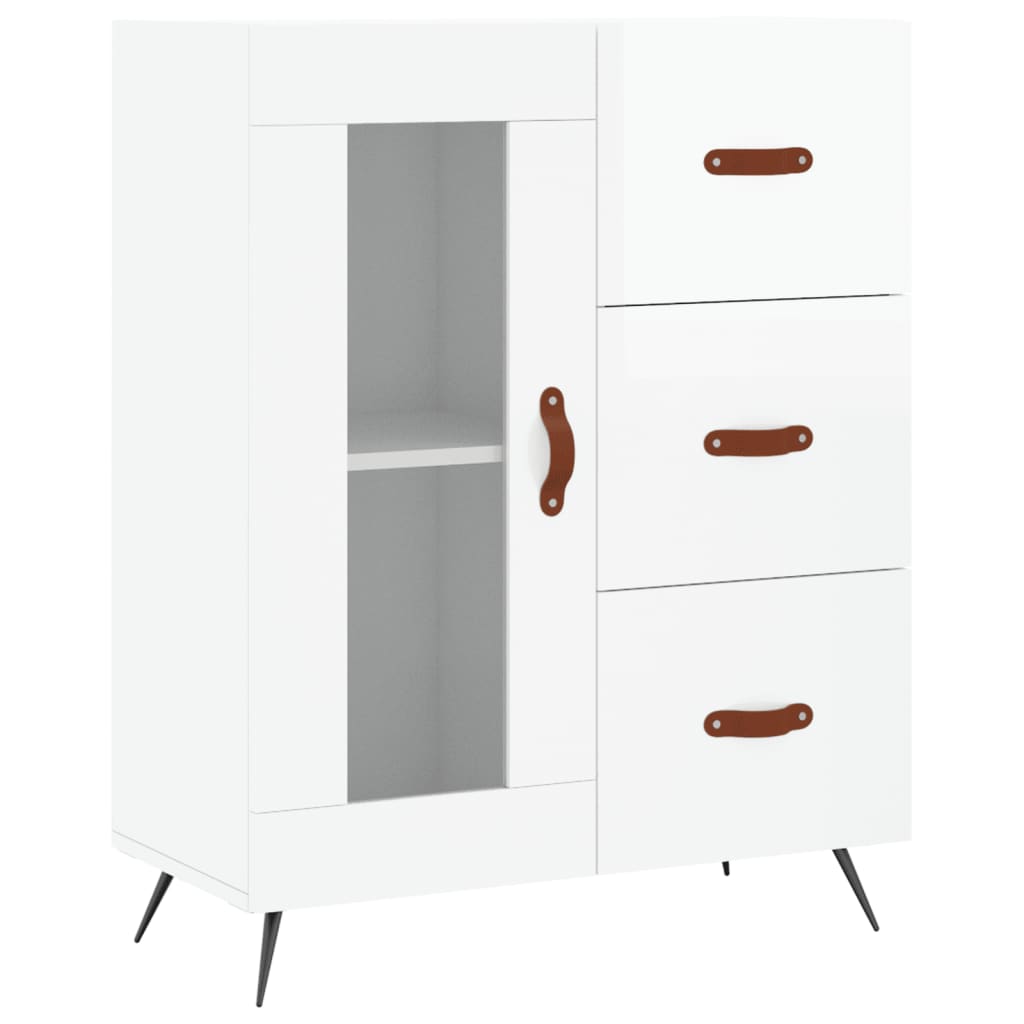 Image Buffet haut Blanc brillant 69,5x34x180 cm Bois d'ingénierie | Xios Store SNC vidaXL Xios Store SNC