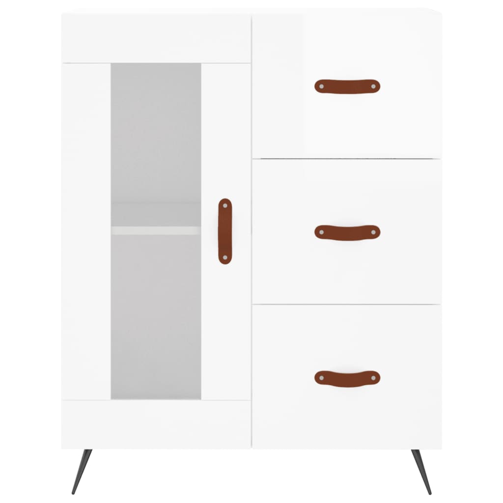 Image Buffet haut Blanc brillant 69,5x34x180 cm Bois d'ingénierie | Xios Store SNC vidaXL Xios Store SNC