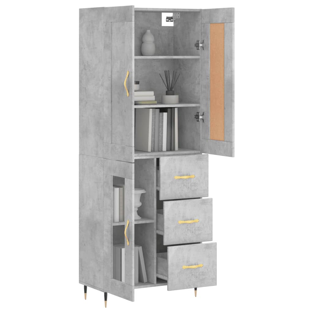 Image Buffet haut Gris béton 69,5x34x180 cm Bois d'ingénierie | Xios Store SNC vidaXL Xios Store SNC