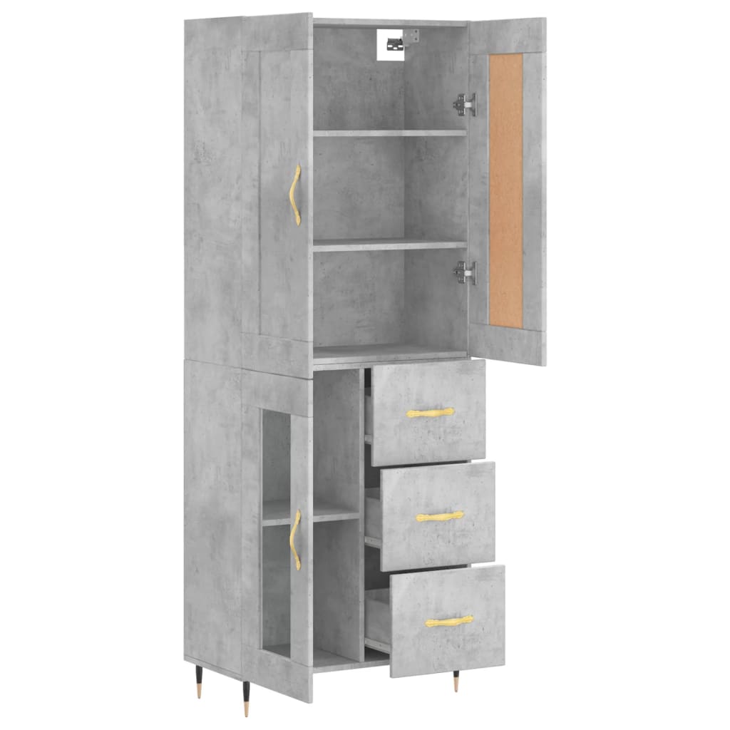 Image Buffet haut Gris béton 69,5x34x180 cm Bois d'ingénierie | Xios Store SNC vidaXL Xios Store SNC