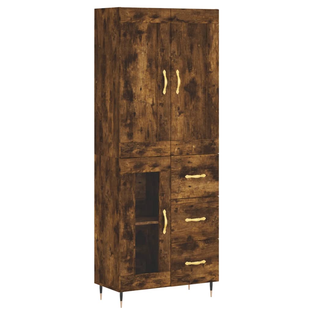 Image Buffet haut Chêne fumé 69,5x34x180 cm Bois d'ingénierie | Xios Store SNC vidaXL Xios Store SNC