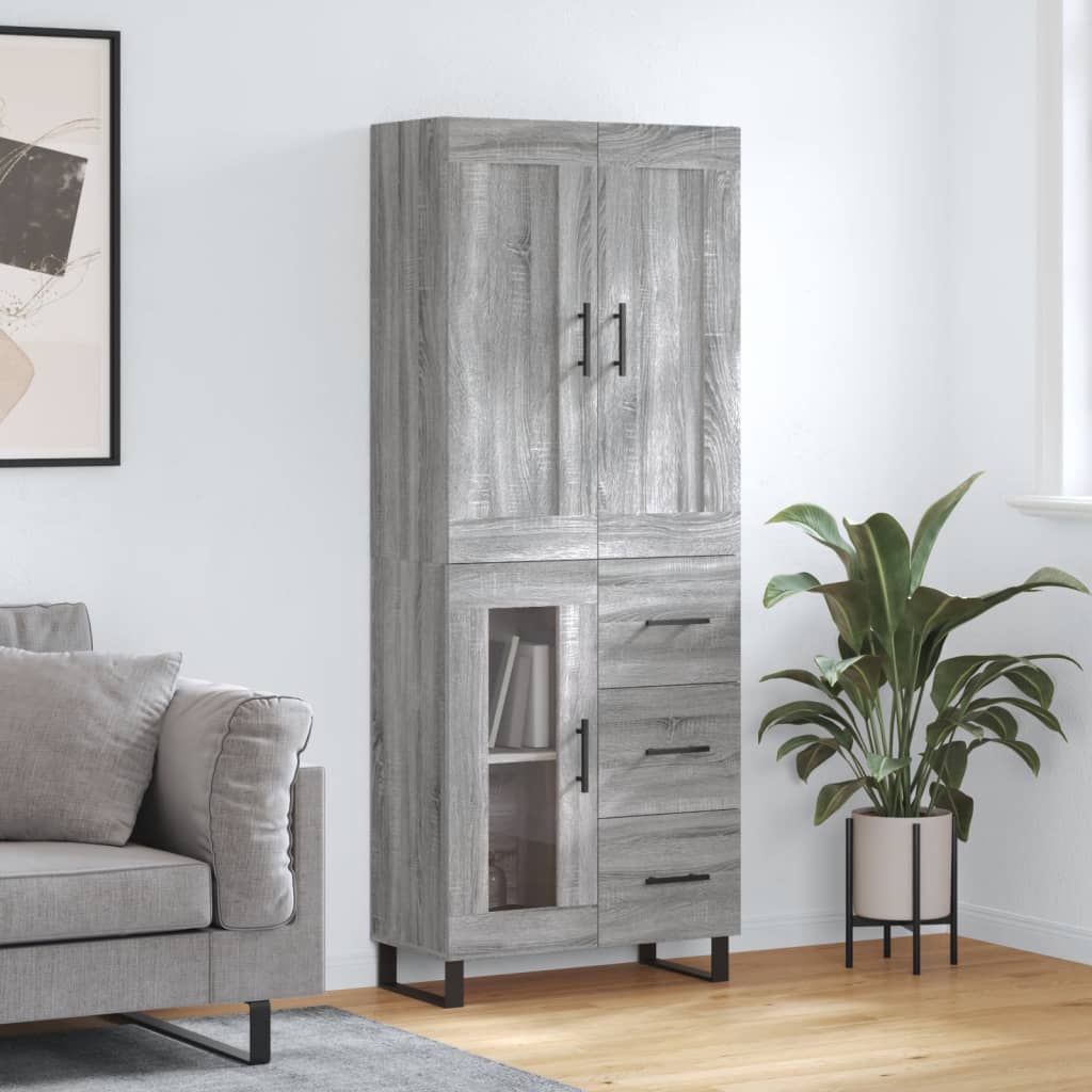 Image Buffet haut Sonoma gris 69,5x34x180 cm Bois d'ingénierie | Xios Store SNC vidaXL Xios Store SNC